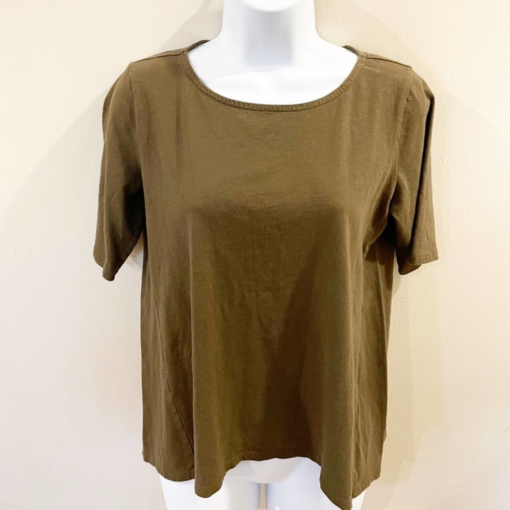 Madewell Back-Zip Swing Tee Olive Green Size XS